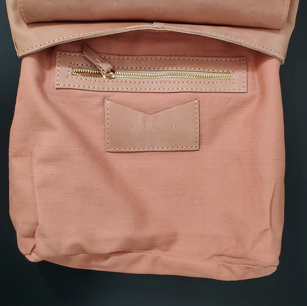 NWT Raven + Lily Magnolia Mini Blush Traveler Backpack Vachetta Leather - Picture 2 of 11